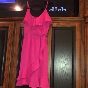 Hot pink ruffled dress